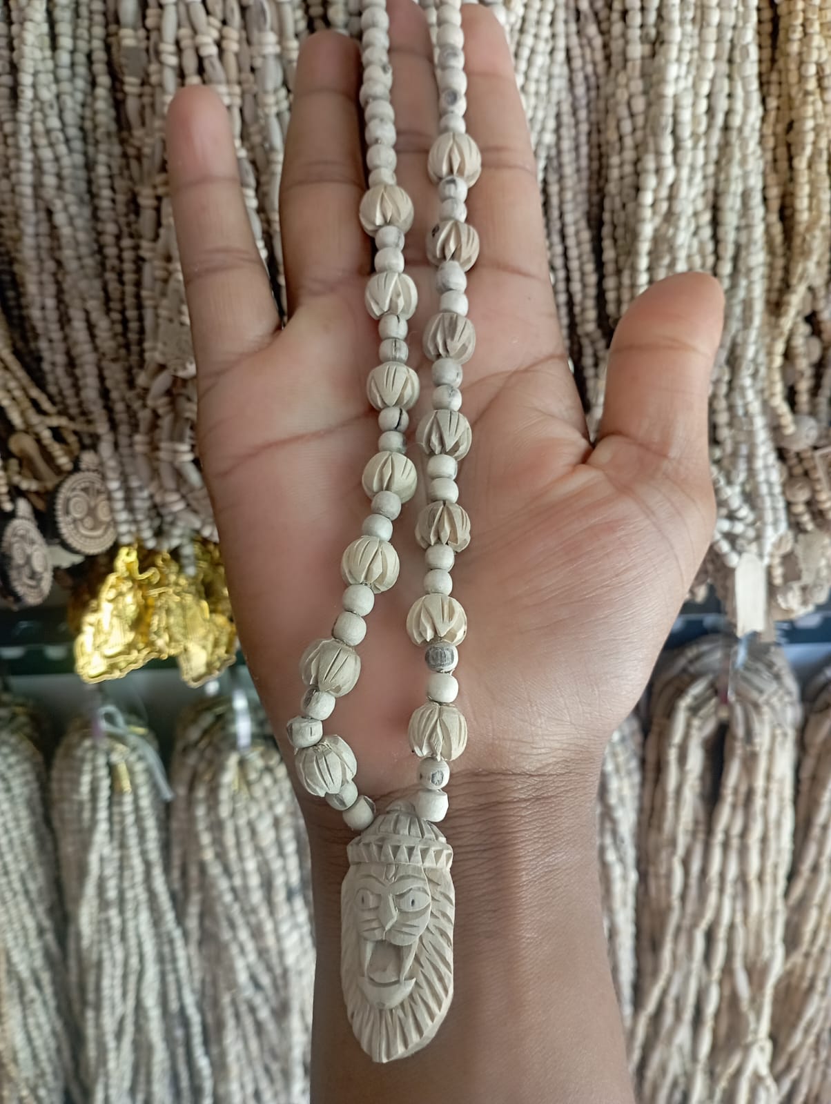 Narasimha Locket + Padma Gol Dana Design Tulsi Mala - 1 Round
