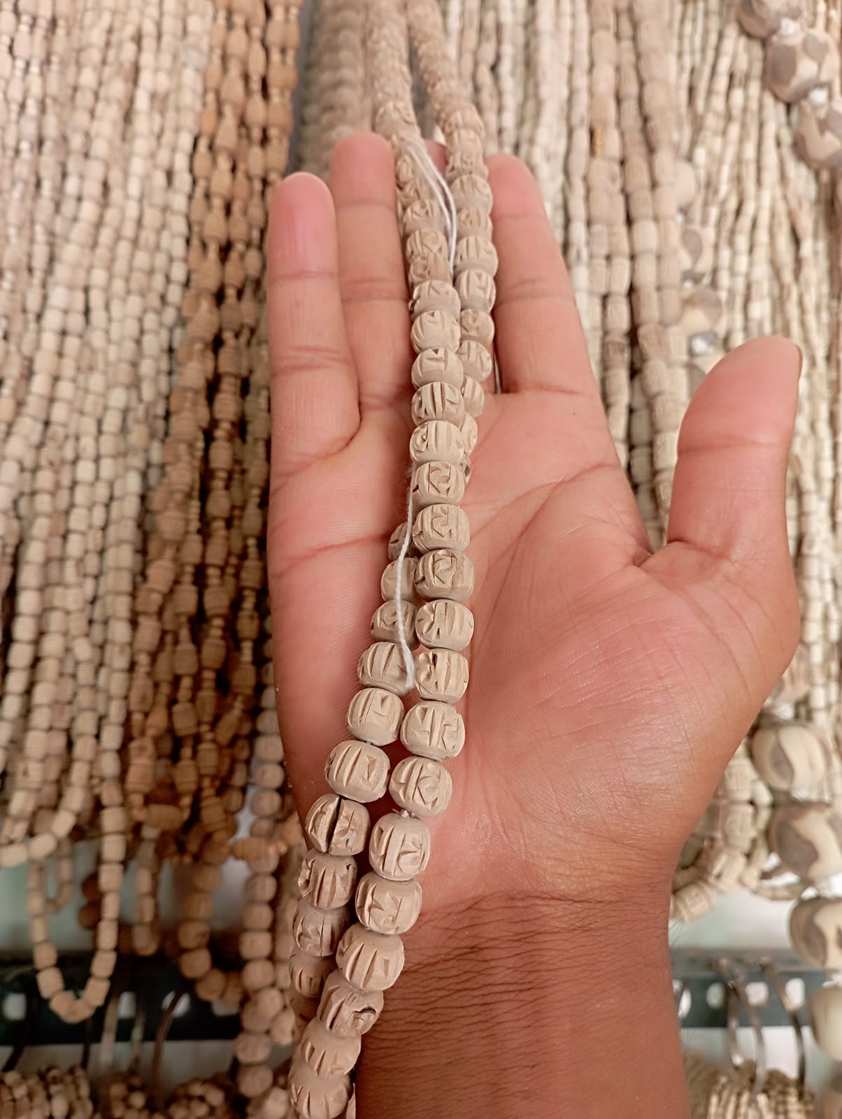 Radha Naam Gol Dana Design Tulsi Mala - 2 Round